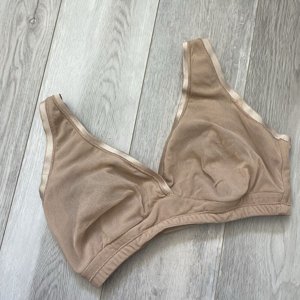 Cosabella Mesh Bra wide strap crossover womens Beige (small) wireless comfy